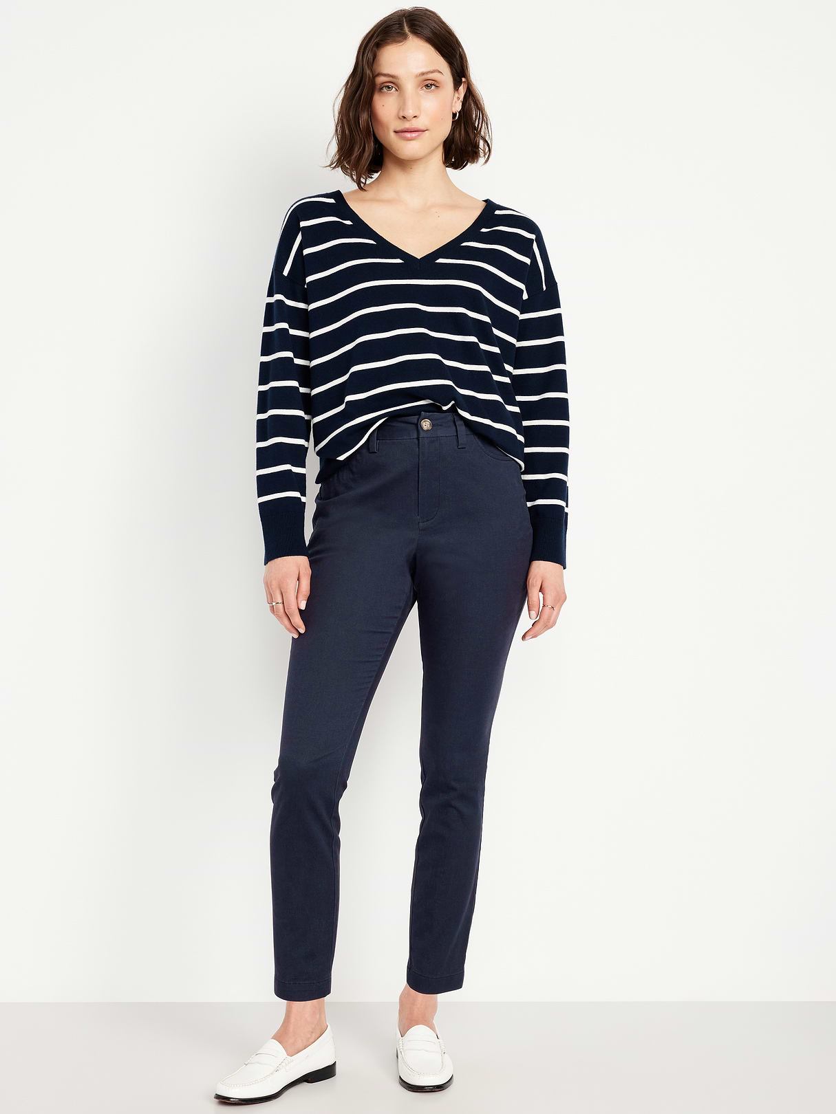 High-Waisted Uniform Skinny Pants - Navy Captain