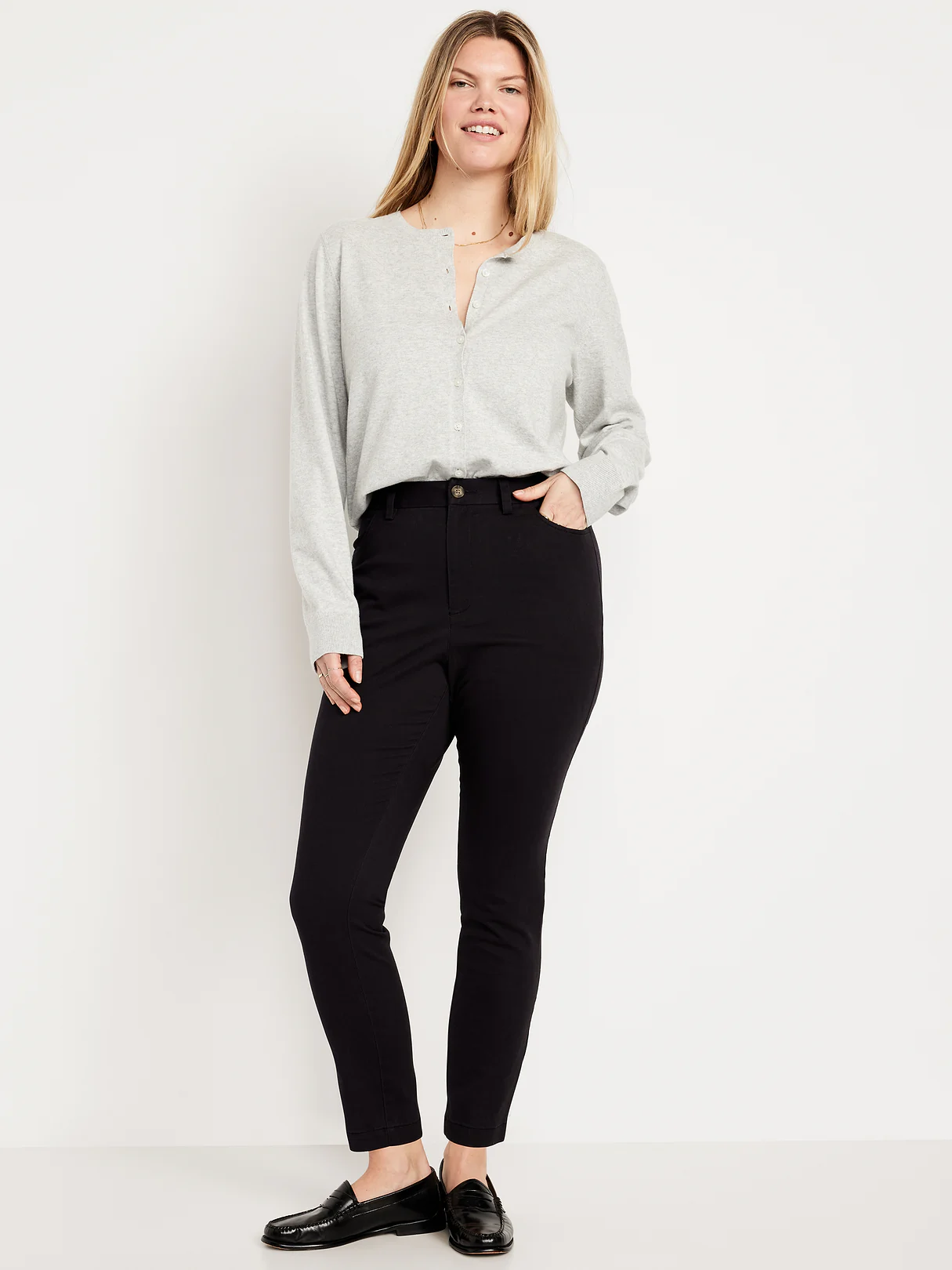 High-Waisted Uniform Skinny Pants - Black Jack