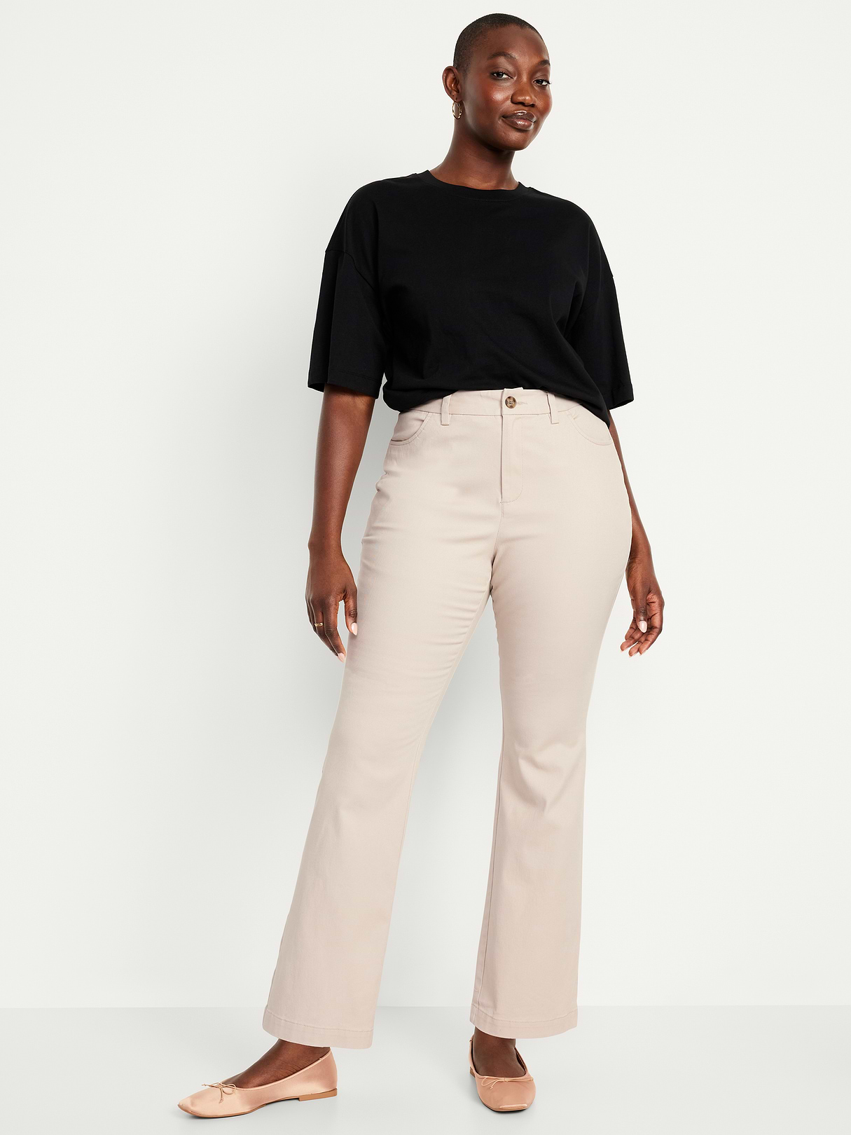 High-Waisted Uniform Boot-Cut Pants - A Stone's Throw