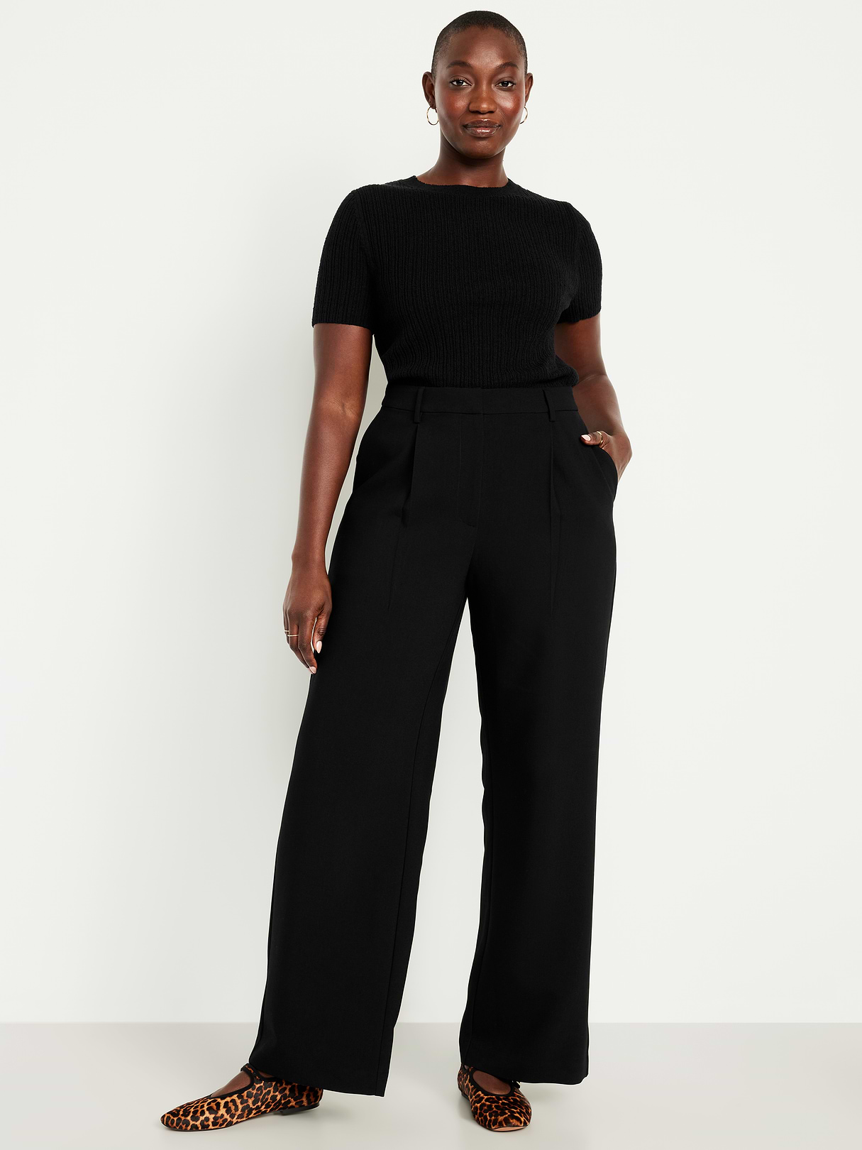 Extra High-Waisted Taylor Wide-Leg Trouser Pants - Black Jack