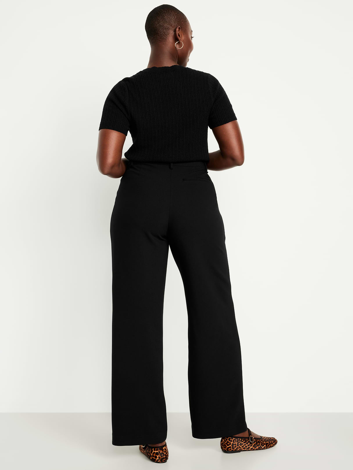 Extra High-Waisted Taylor Wide-Leg Trouser Pants - Black Jack
