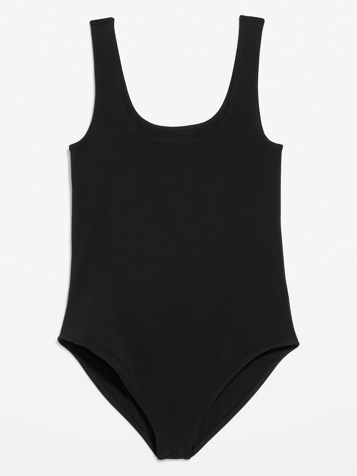 Double-Layer Scoop-Neck Bodysuit - Black Jack