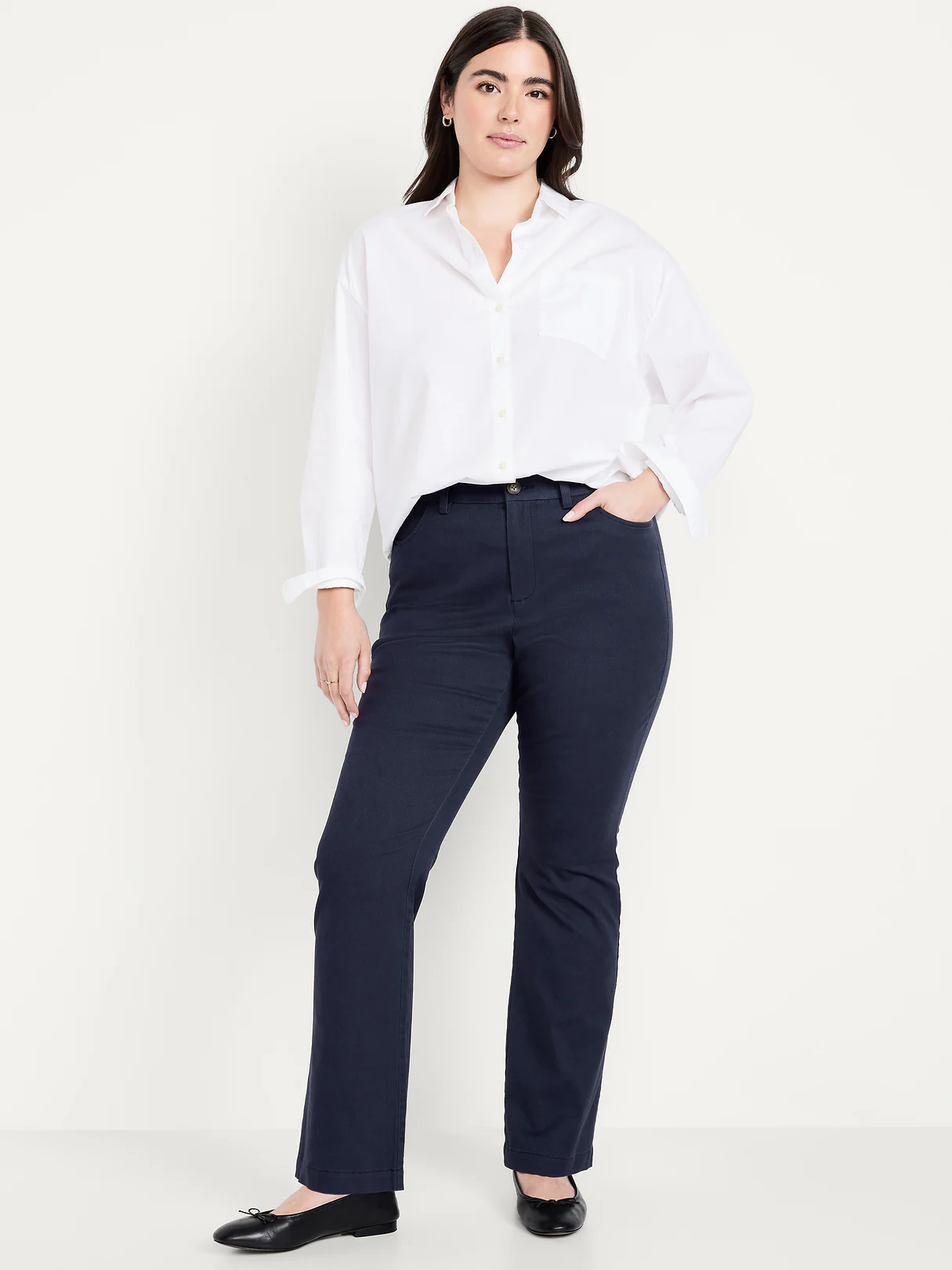 High-Waisted Uniform Boot-Cut Pants - Navy Captain