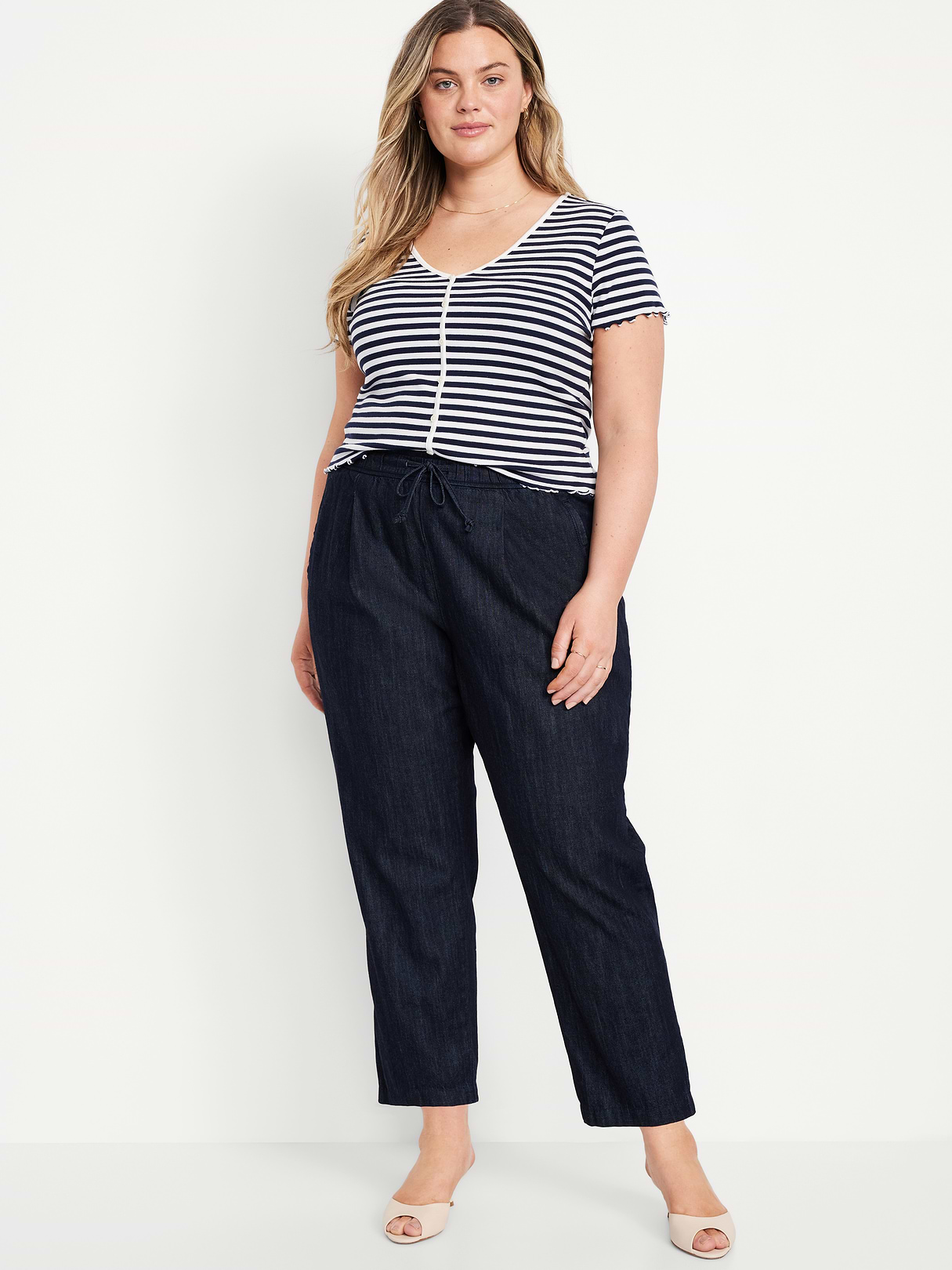 High-Waisted Billie Straight Ankle Trouser - Dark Rinse