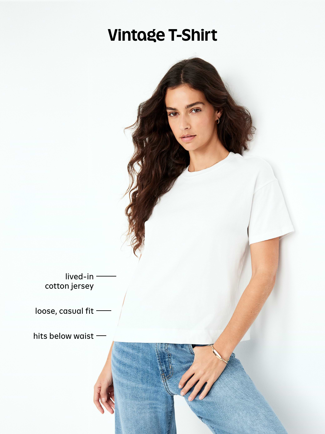Vintage V-Neck T-Shirt - White Lilies