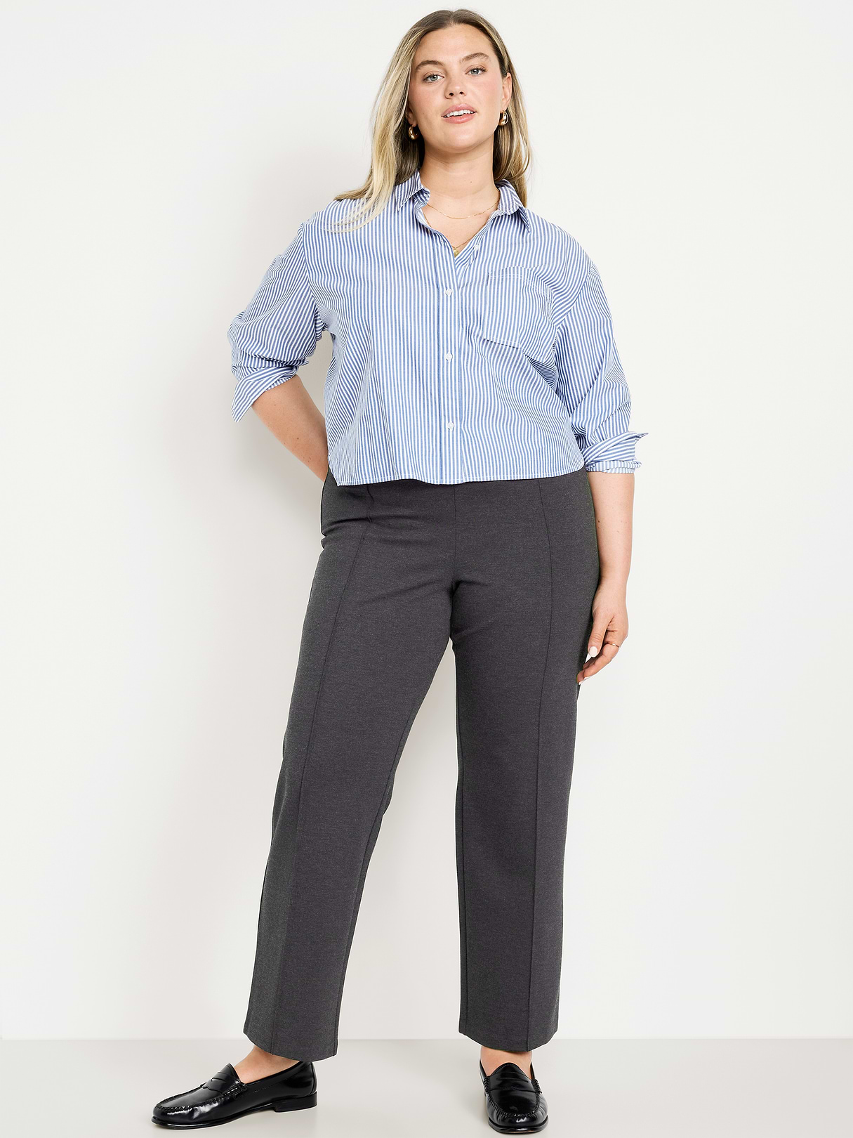 Extra High-Waisted Stevie Straight Pants - Original Gray