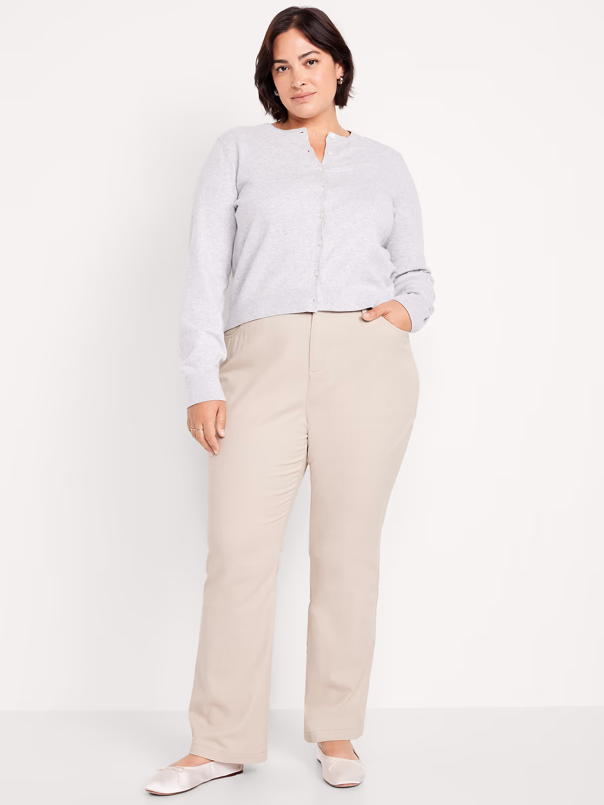 High-Waisted Uniform Boot-Cut Pants - A Stone's Throw
