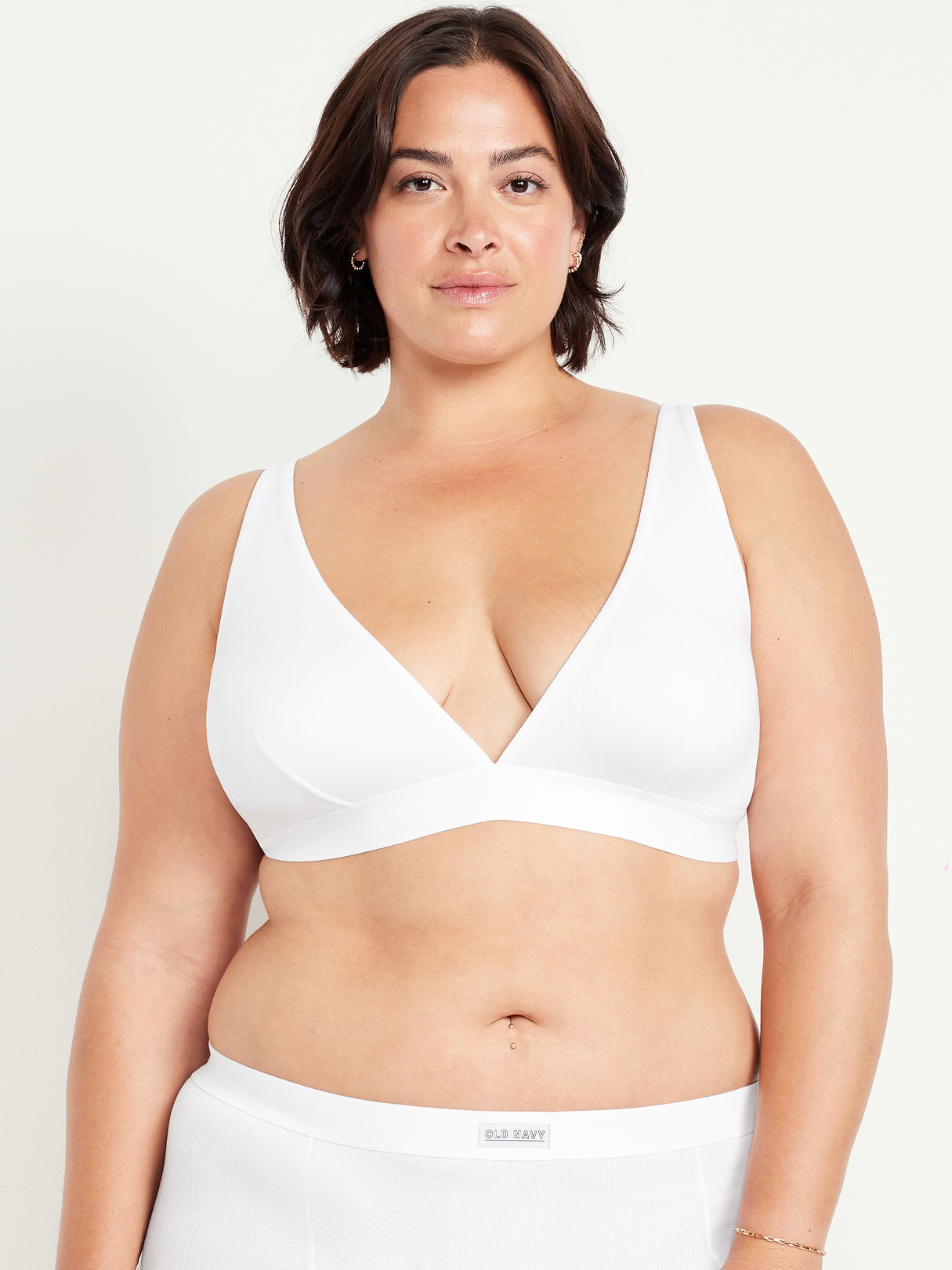 Ultra-Ribbed Bralette - White Lilies