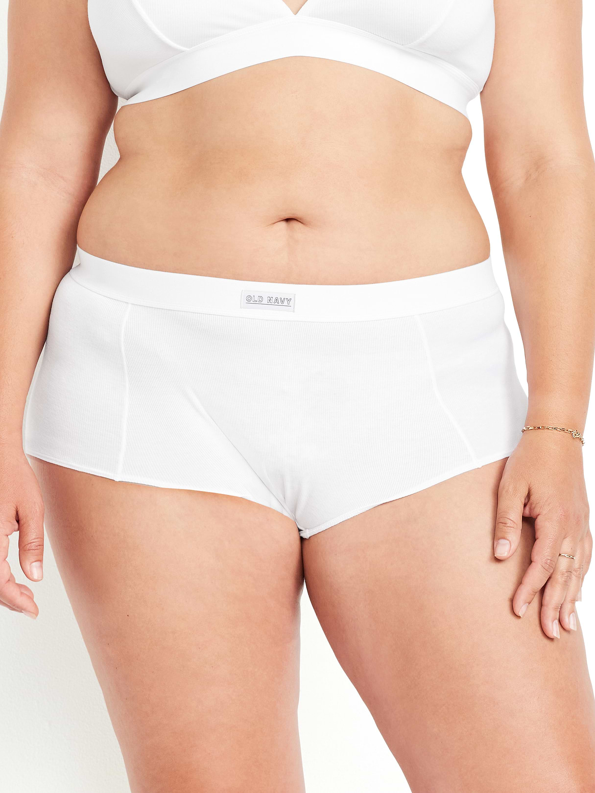 Ribbed Hipster Underwear - White Lilies