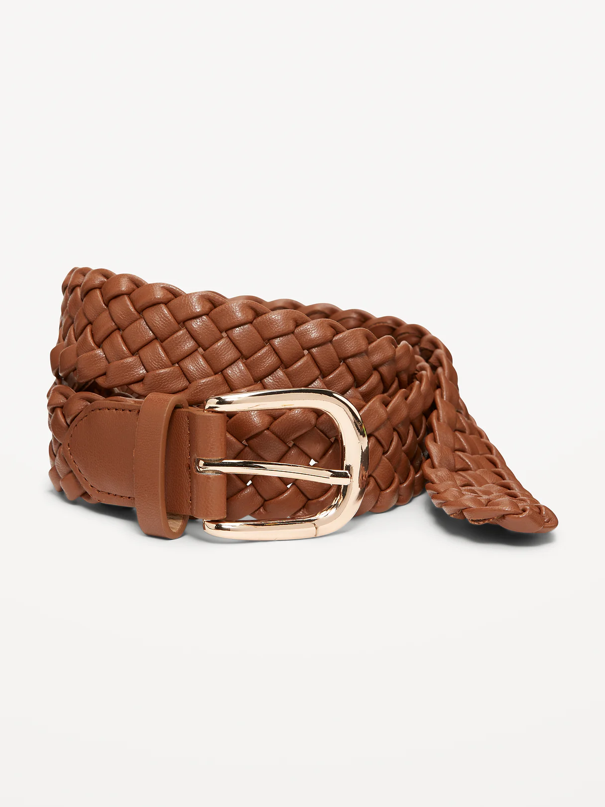 Braided Faux-Leather Belt for Women - Dark Chocolate