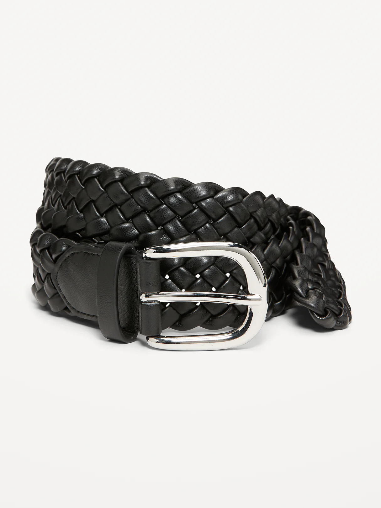 Braided Faux-Leather Belt for Women - Black Jack