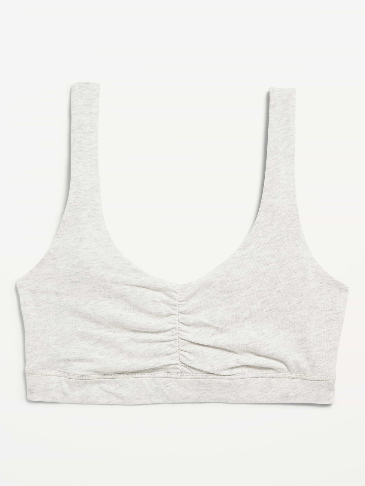 Ruched Cotton Bralette - Light Heather Gray