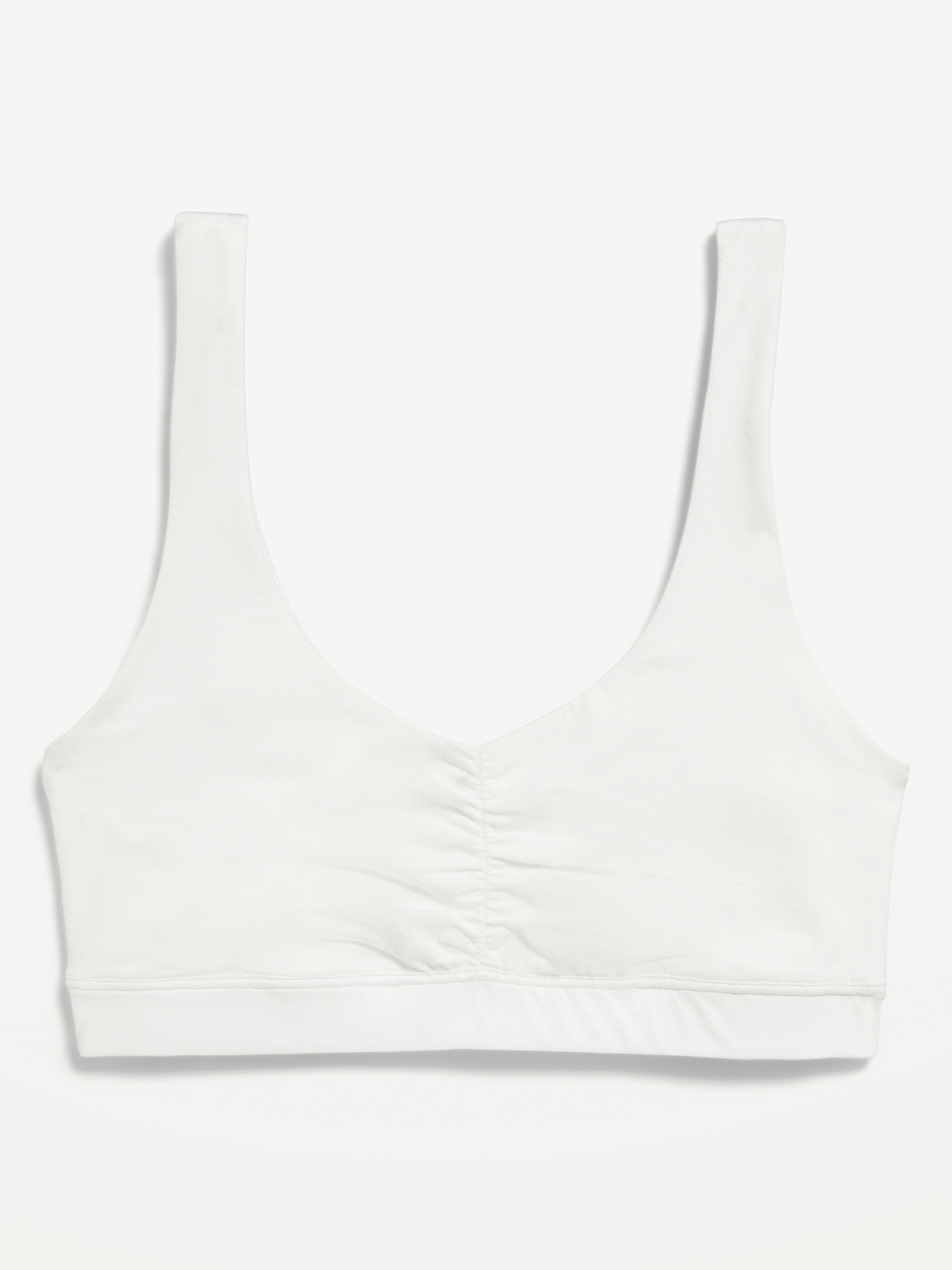 Ruched Cotton Bralette - White Lilies