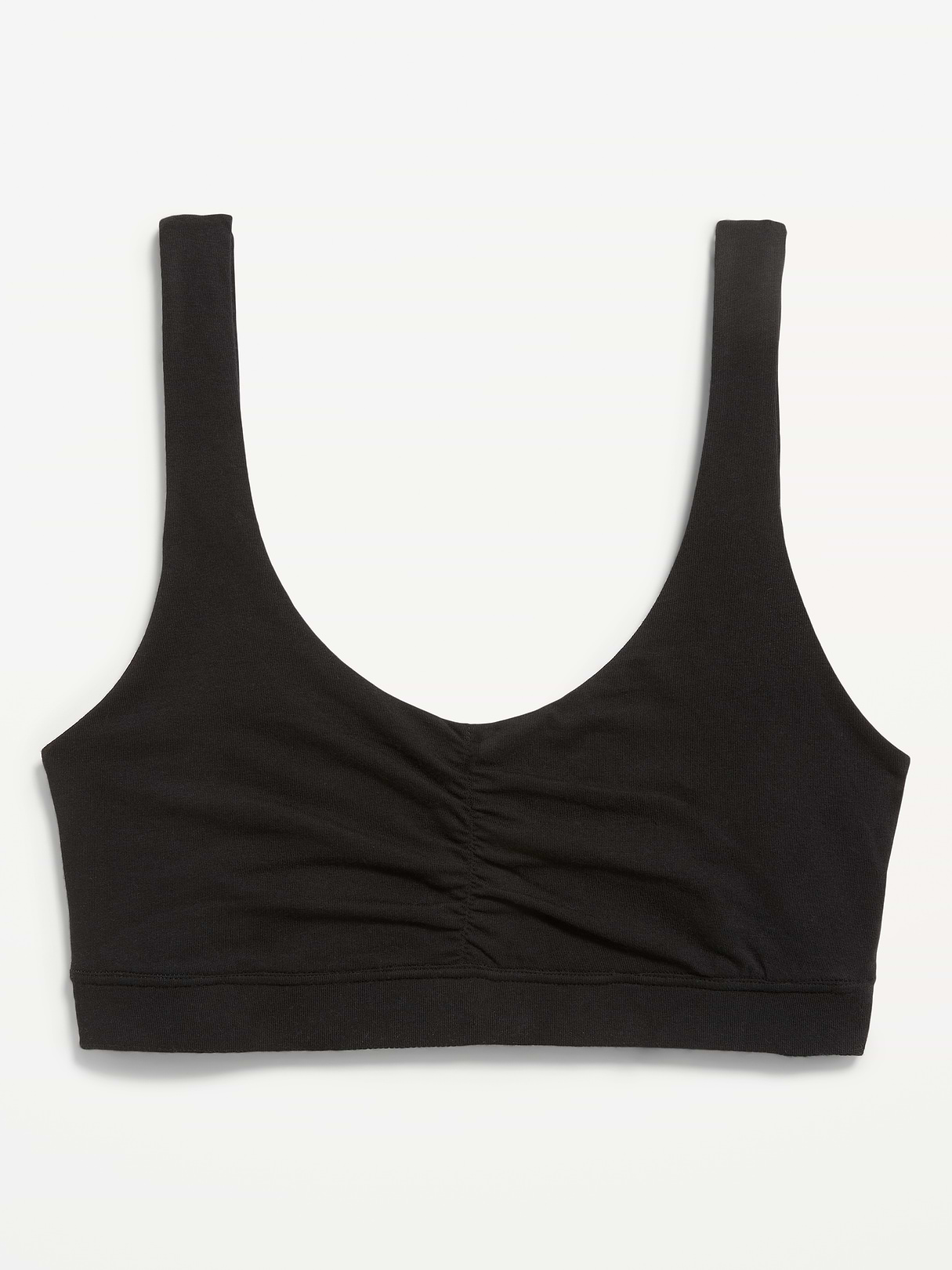 Ruched Cotton Bralette - Black Jack