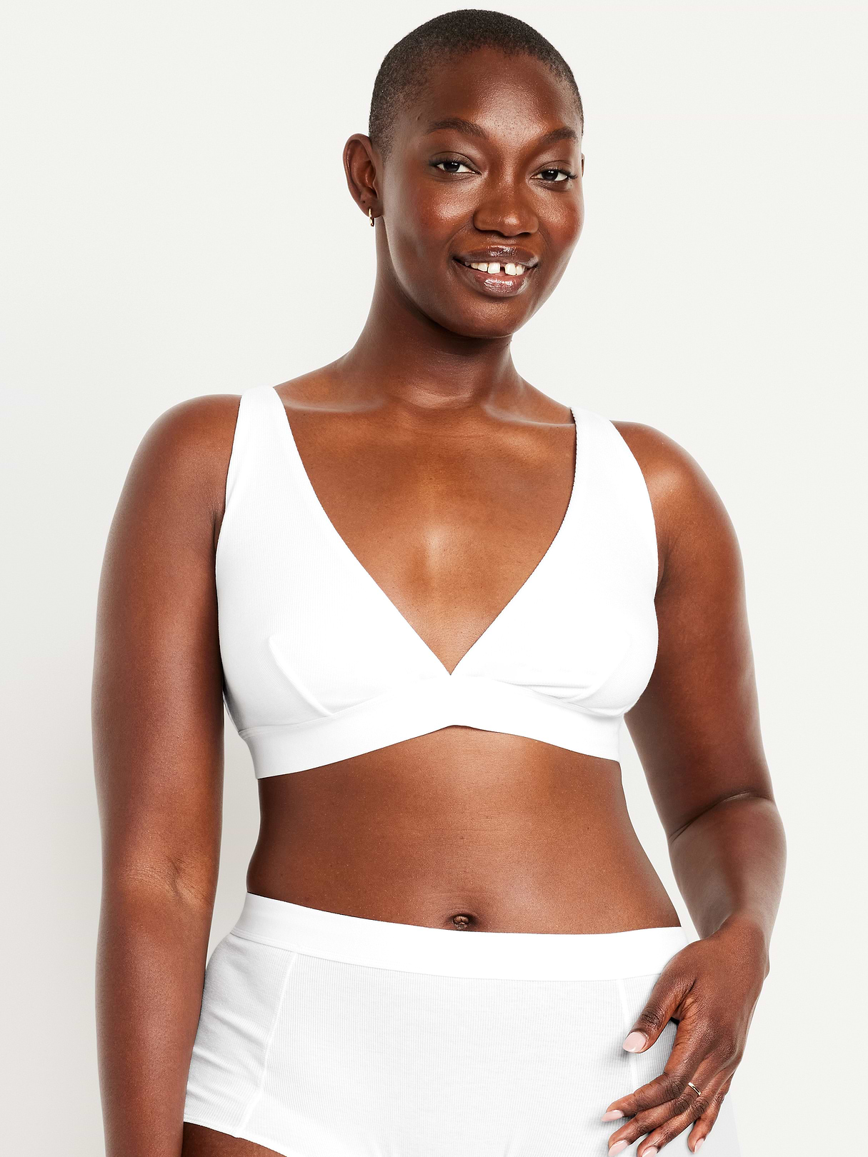Ultra-Ribbed Bralette - White Lilies