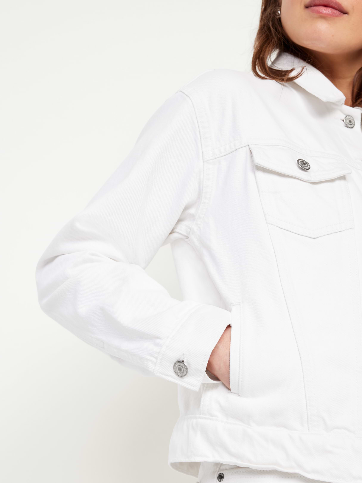Classic Jean Jacket - White Lilies