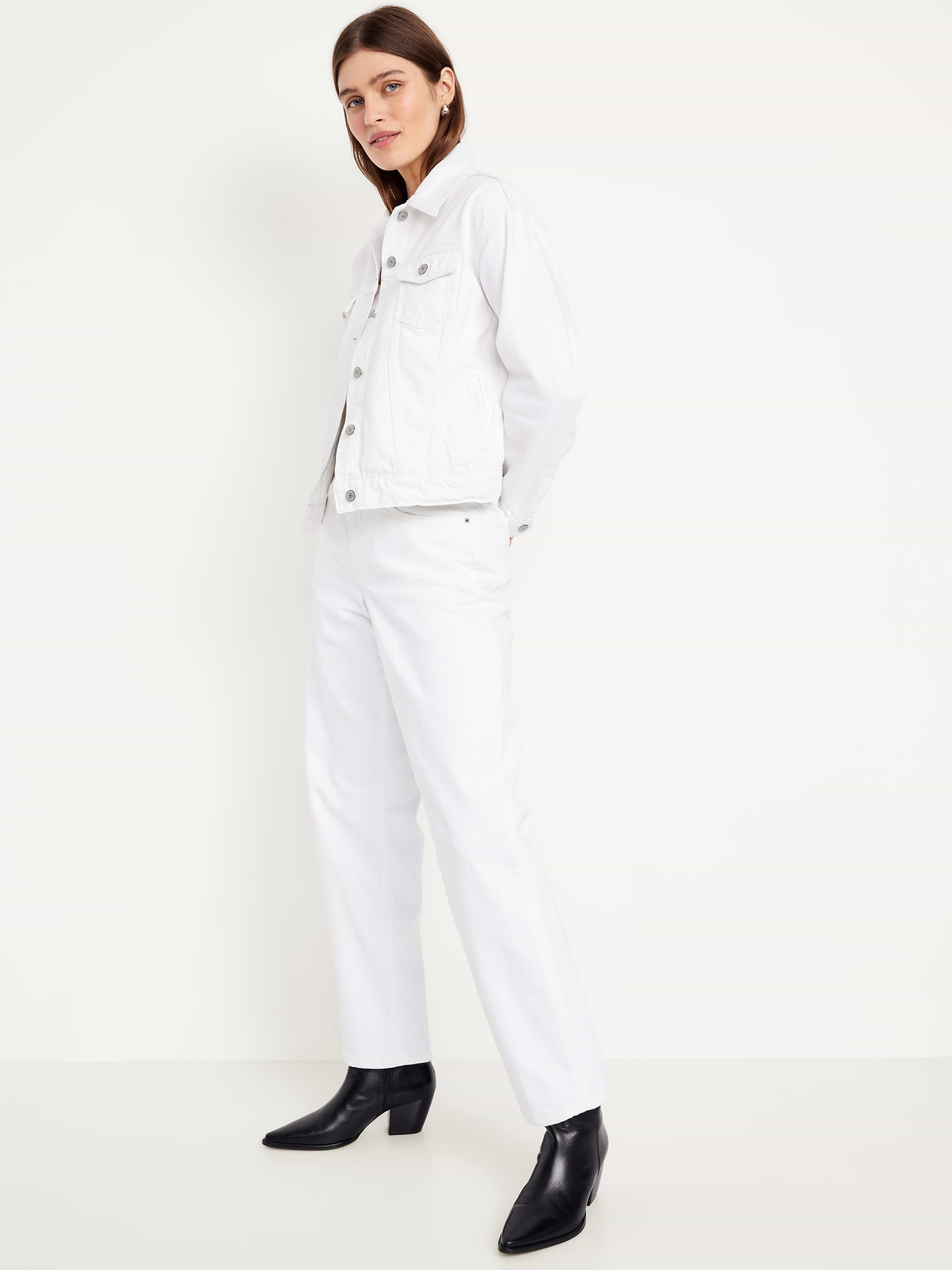 Classic Jean Jacket - White Lilies