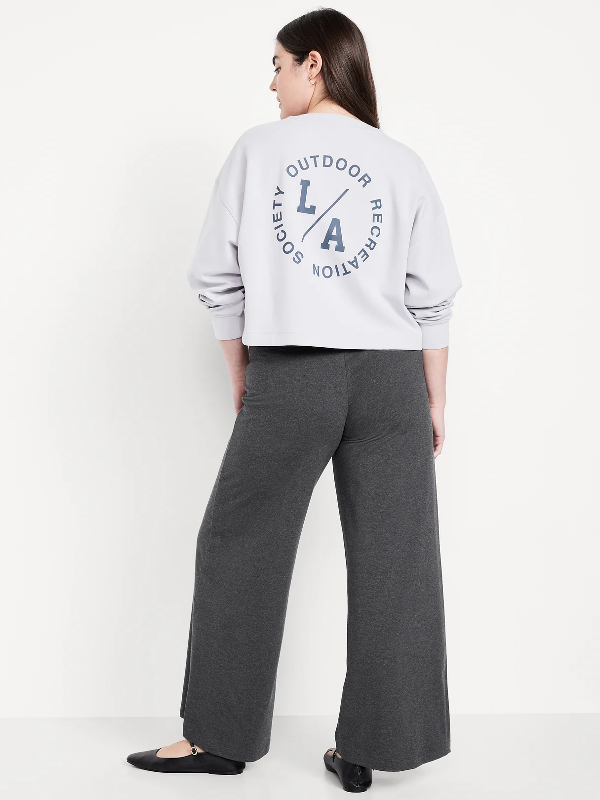Mid-Rise Jersey Super Wide-Leg Leggings - Dark Heather Gray