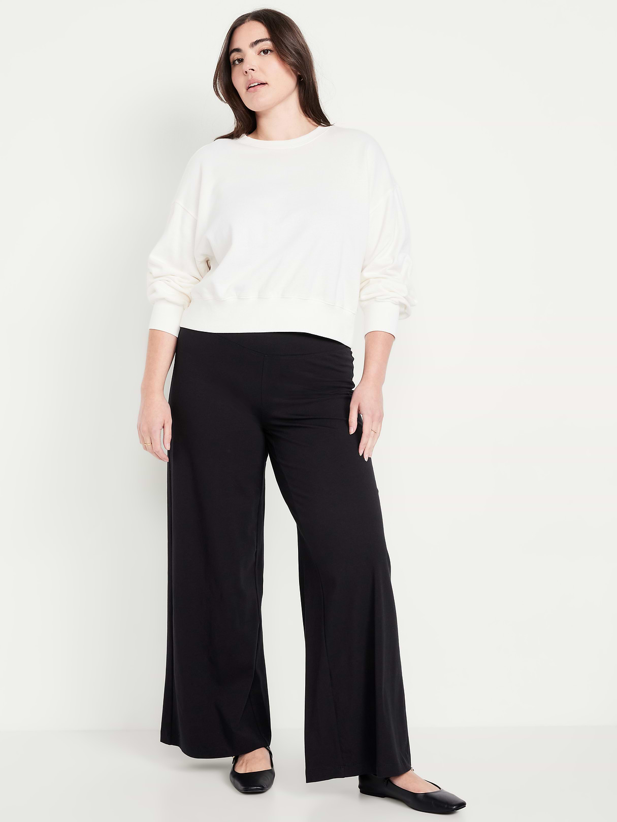 Mid-Rise Jersey Super Wide-Leg Leggings - Light Black Heather