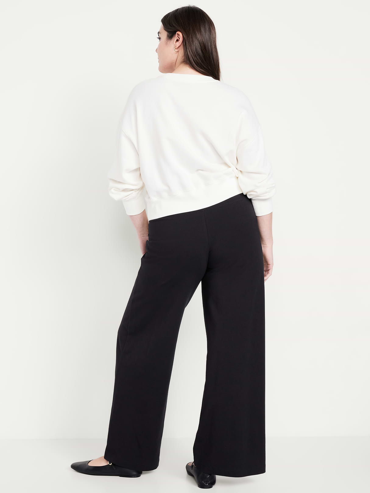 Mid-Rise Jersey Super Wide-Leg Leggings - Light Black Heather