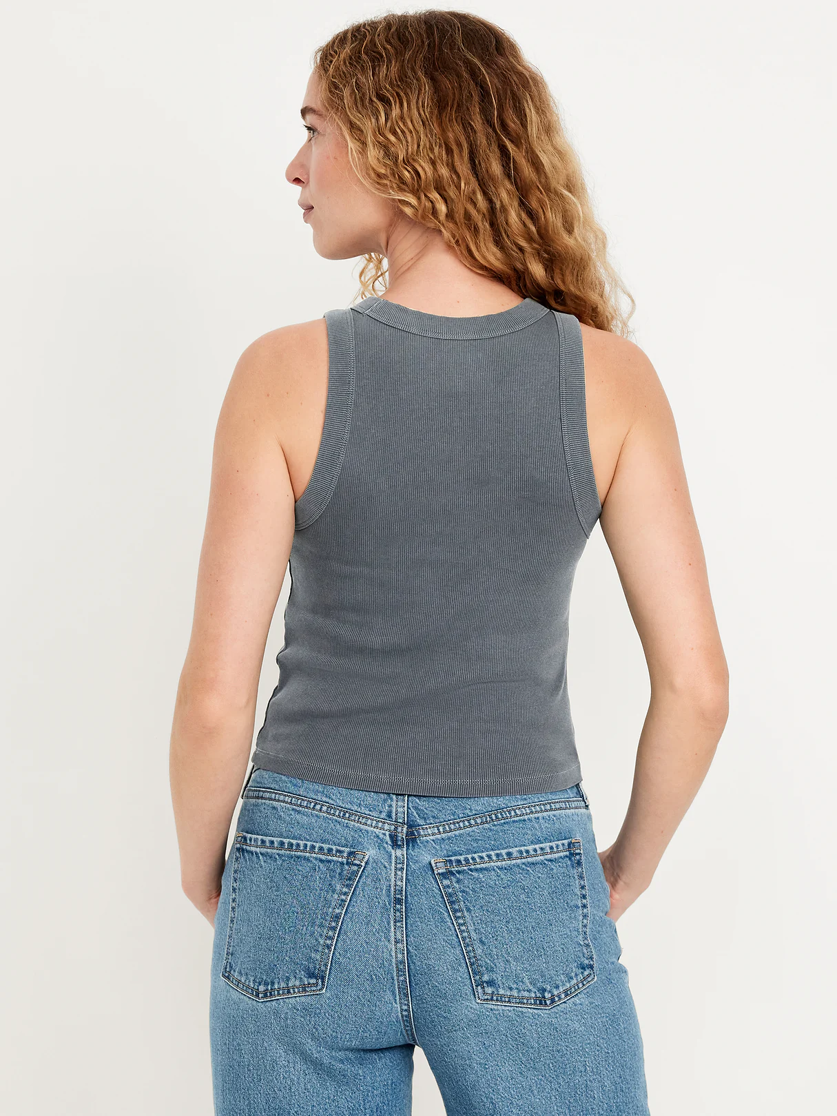 Crop Ribbed Tank Top - Panther