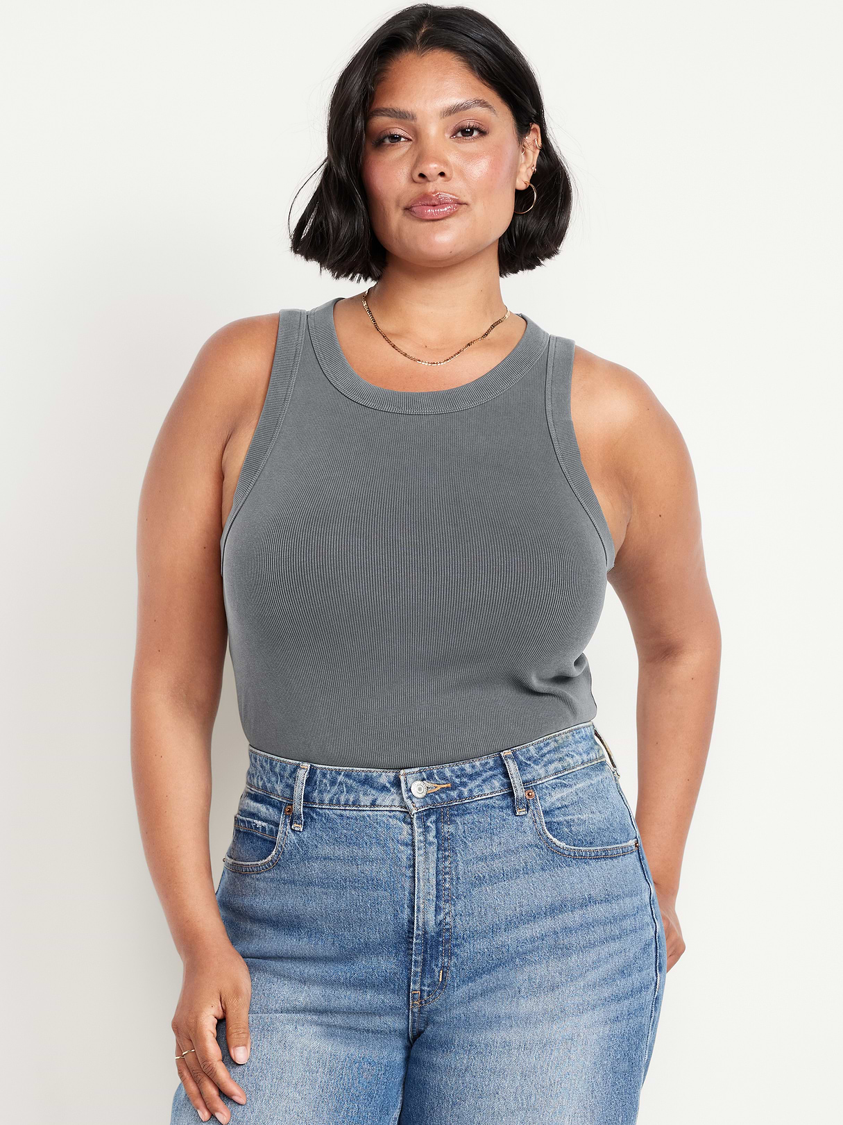 Crop Ribbed Tank Top - Panther