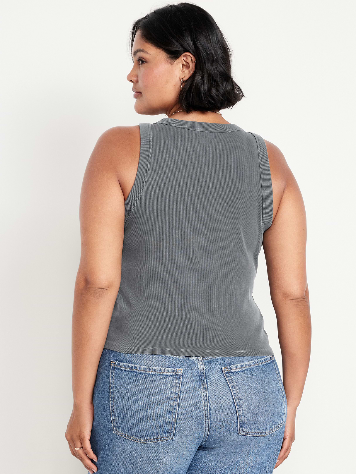 Crop Ribbed Tank Top - Panther