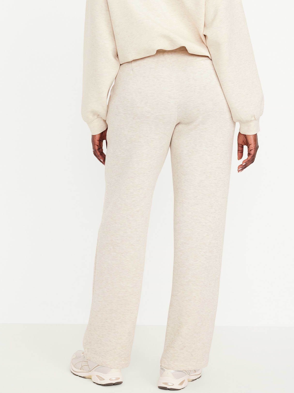 High-Waisted Bounce Fleece Trouser Sweatpants - Oatmeal Heather