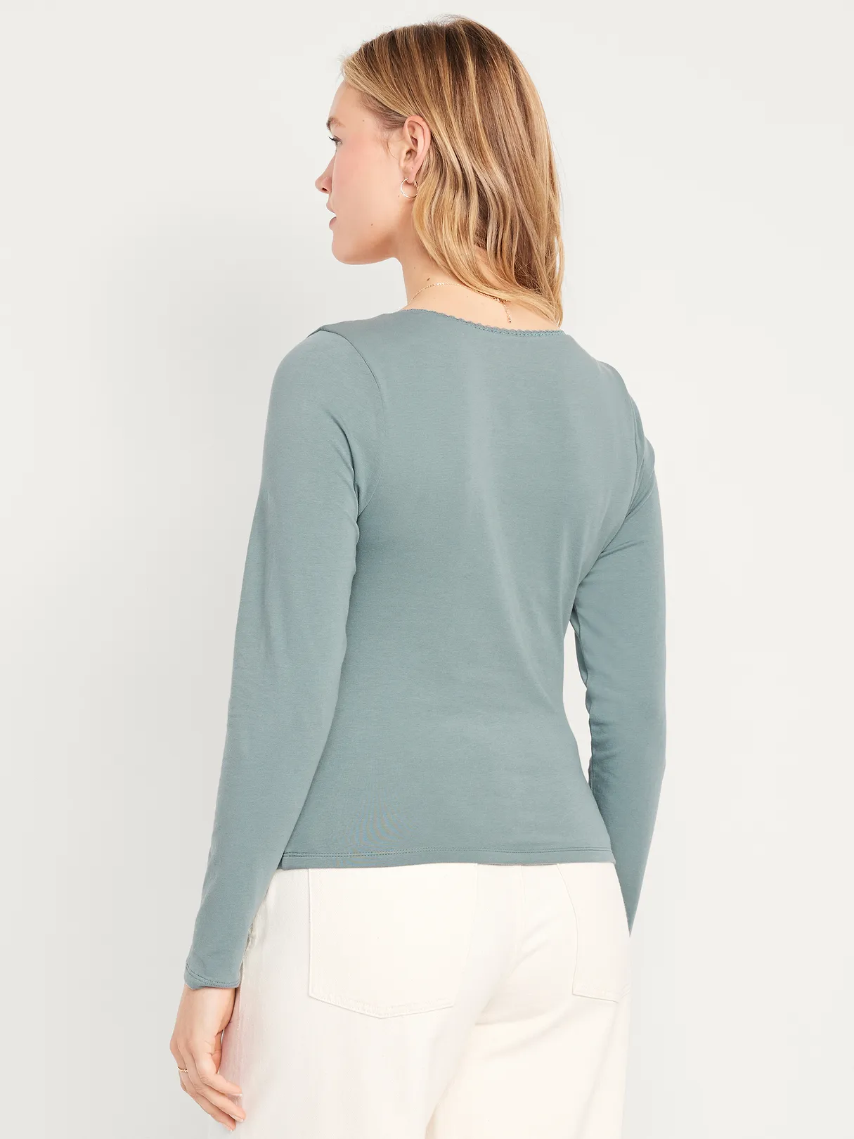 Fitted Double-Layer Scoop-Neck Top - UNDERWATER