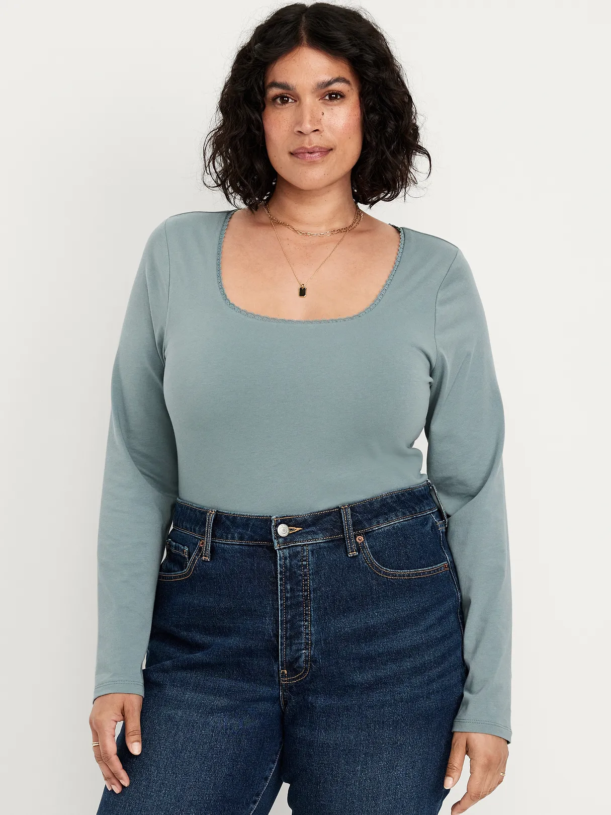 Fitted Double-Layer Scoop-Neck Top - UNDERWATER