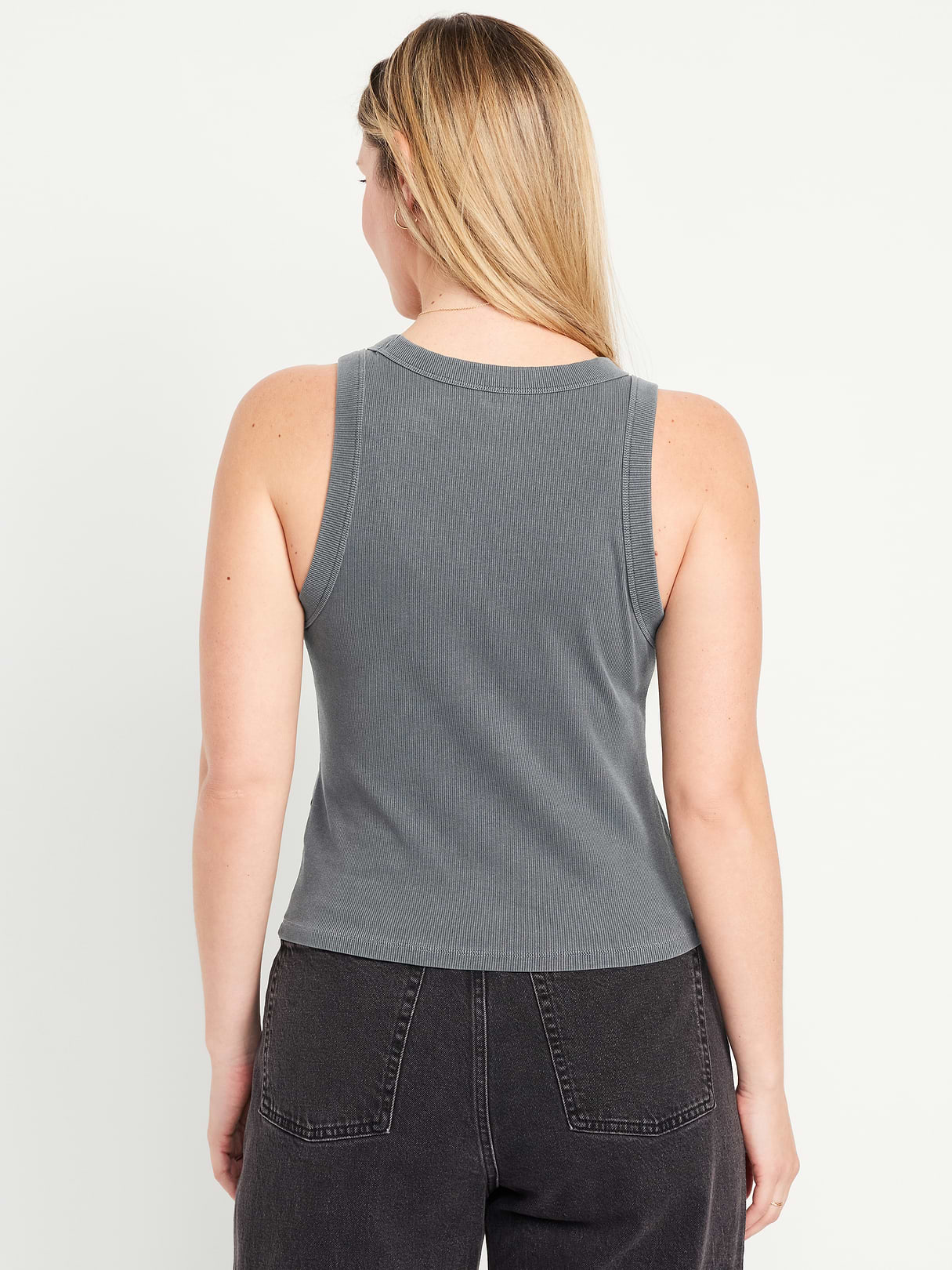 Crop Ribbed Tank Top - Panther