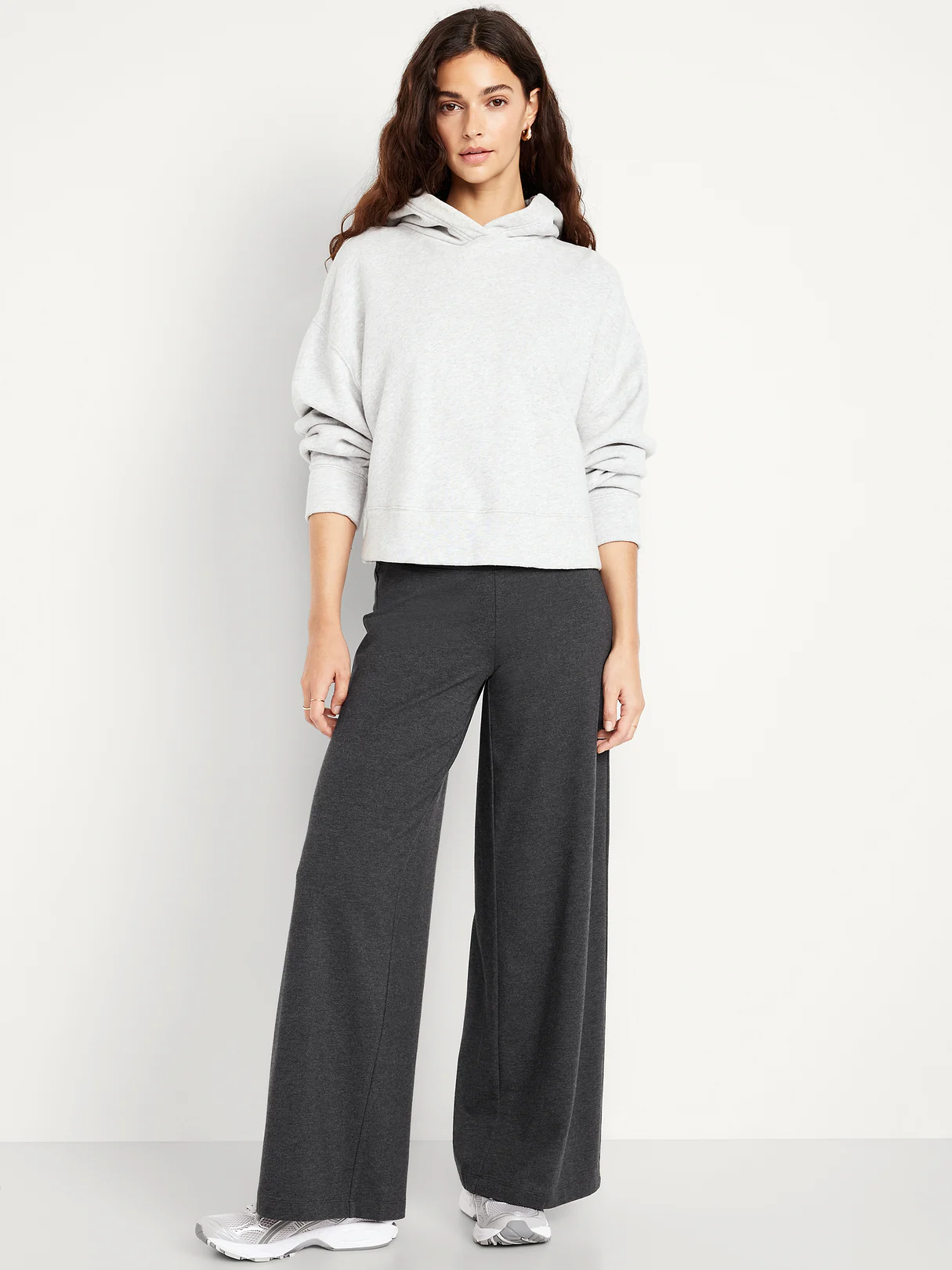Mid-Rise Jersey Super Wide-Leg Leggings - Dark Heather Gray