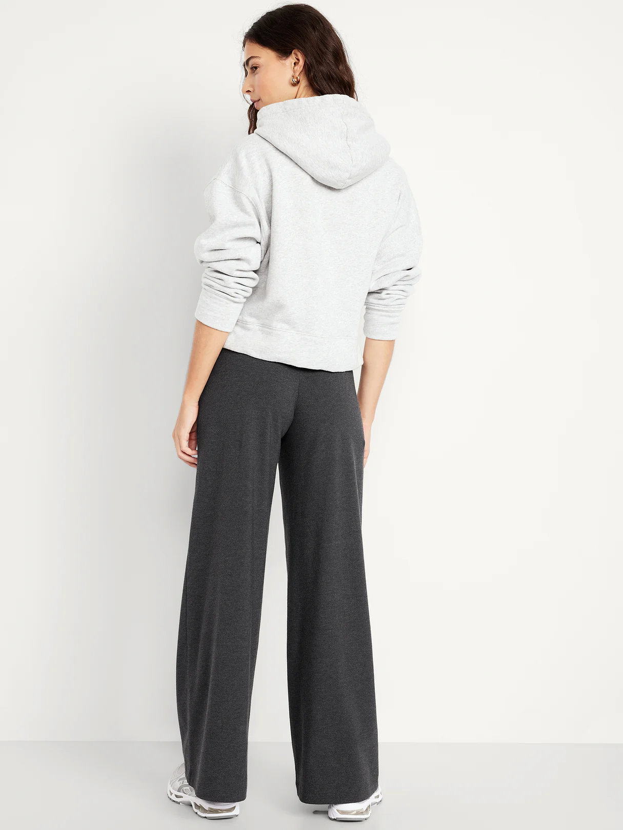 Mid-Rise Jersey Super Wide-Leg Leggings - Dark Heather Gray