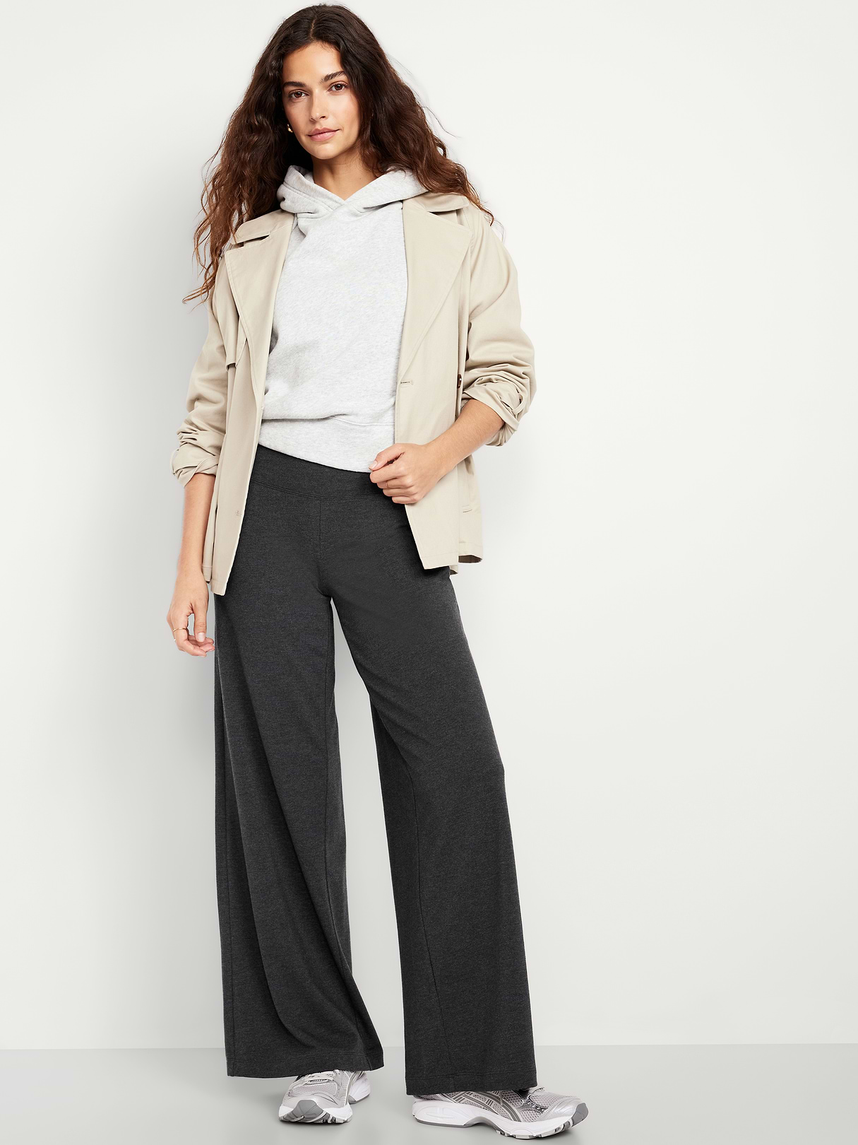 Mid-Rise Jersey Super Wide-Leg Leggings - Dark Heather Gray