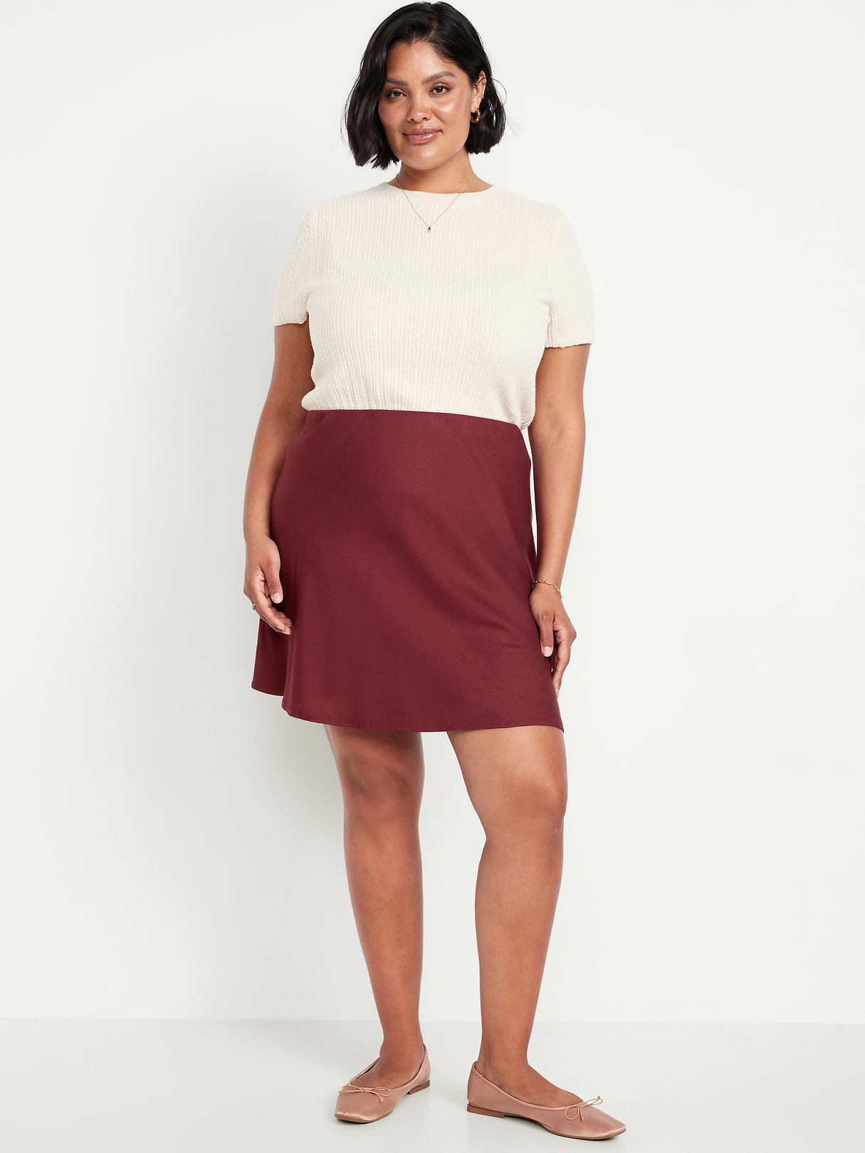 High-Waisted Crepe Mini Skirt - Clove