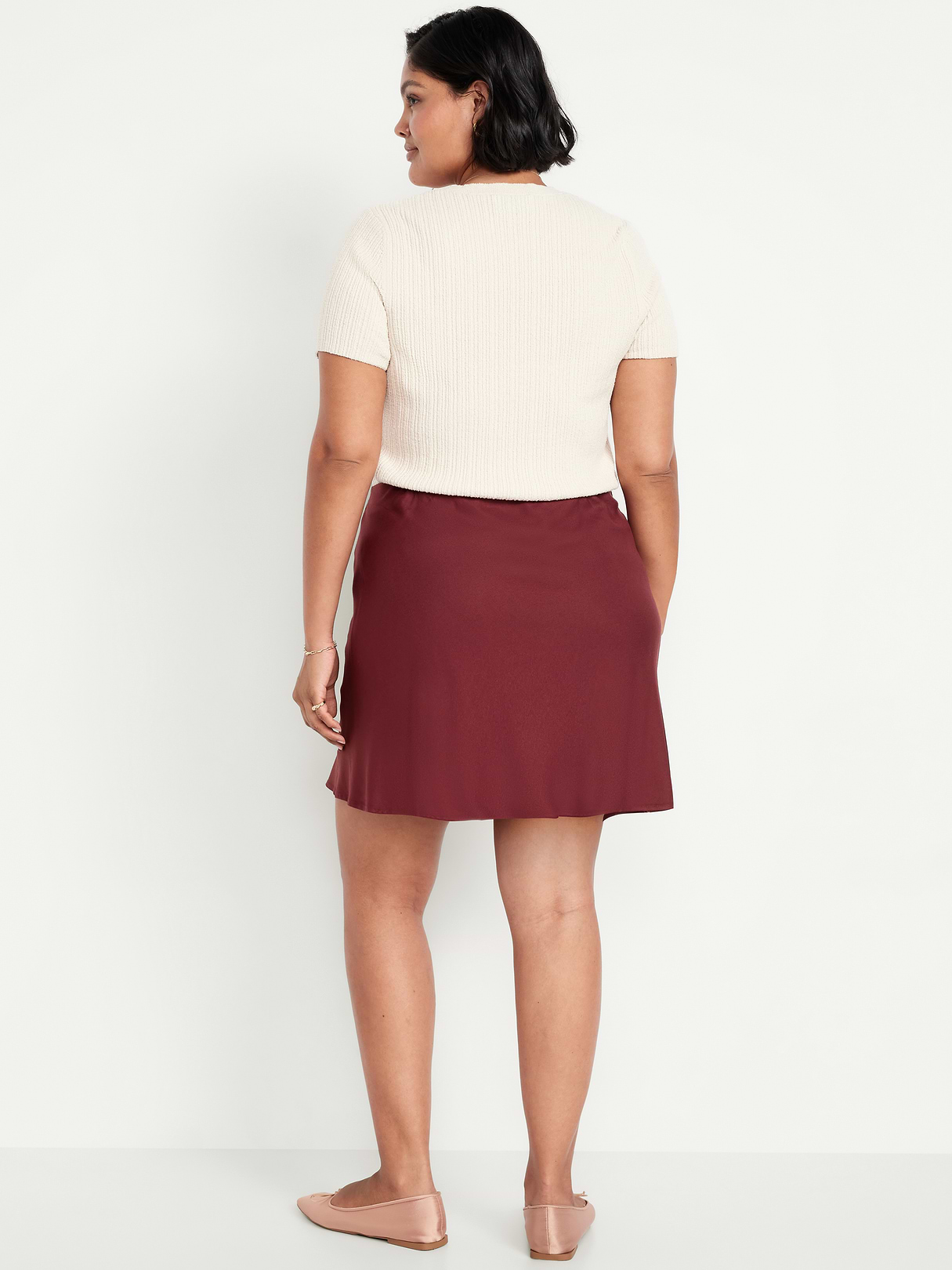 High-Waisted Crepe Mini Skirt - Clove