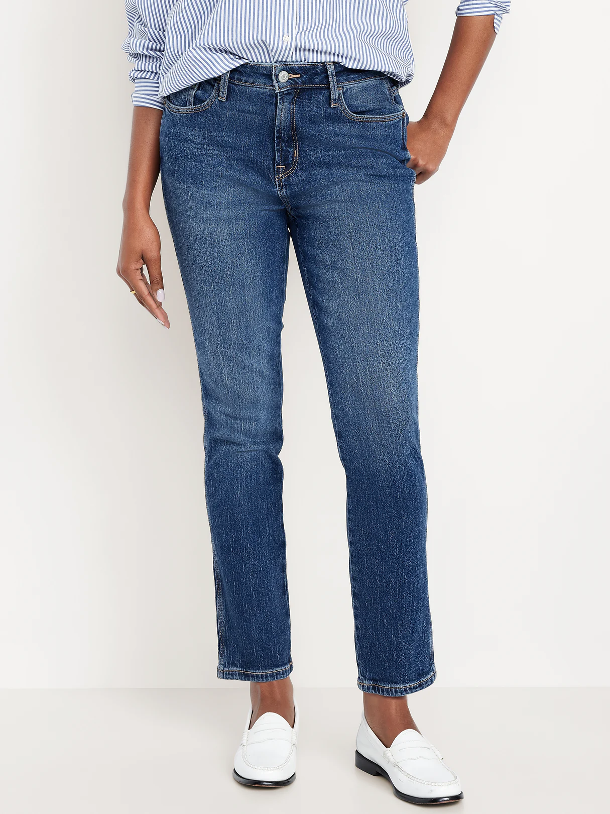 Curvy High-Waisted Vintage Slim Jeans - Dark Indigo