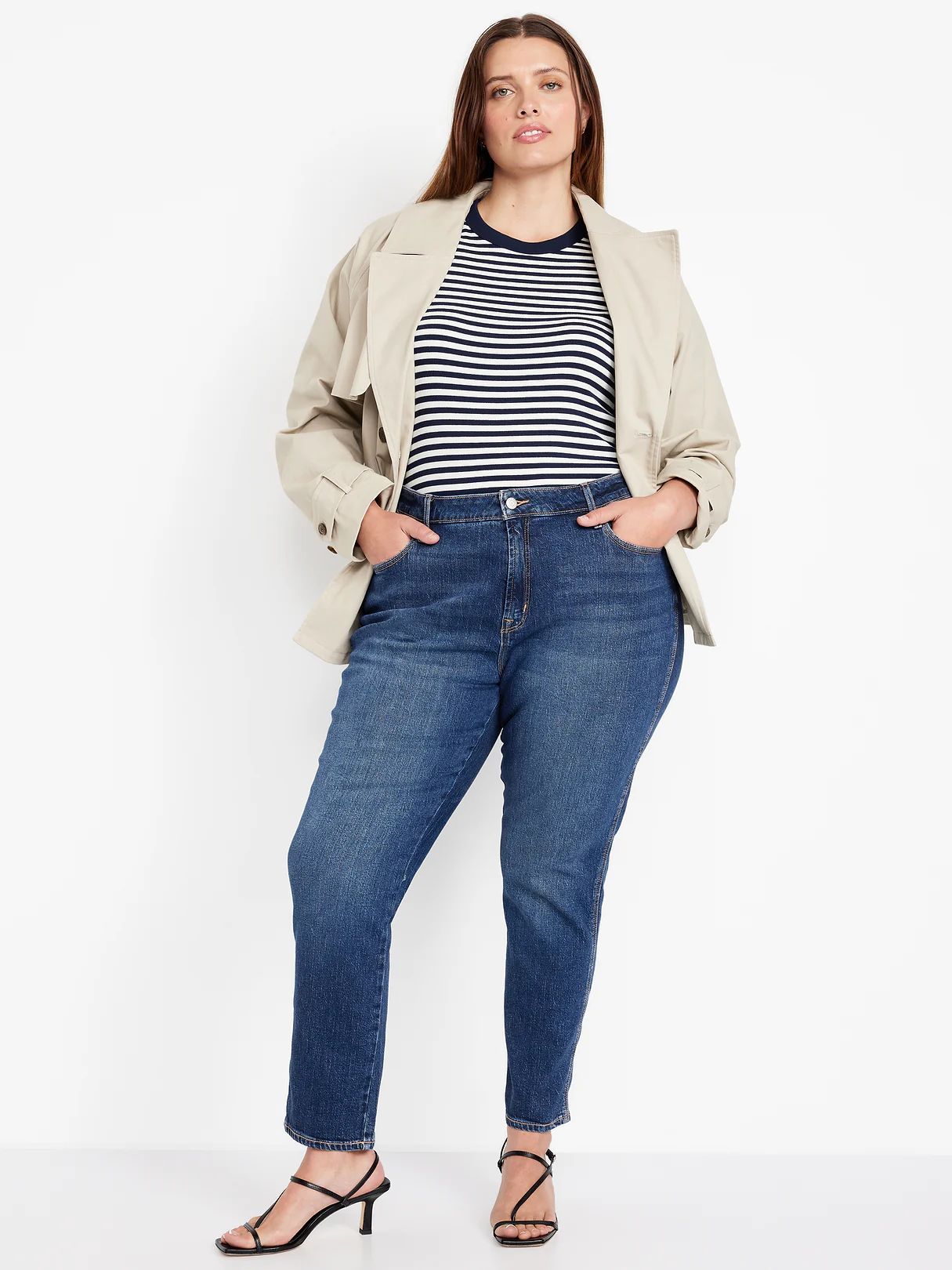 Curvy High-Waisted Vintage Slim Jeans - Dark Indigo