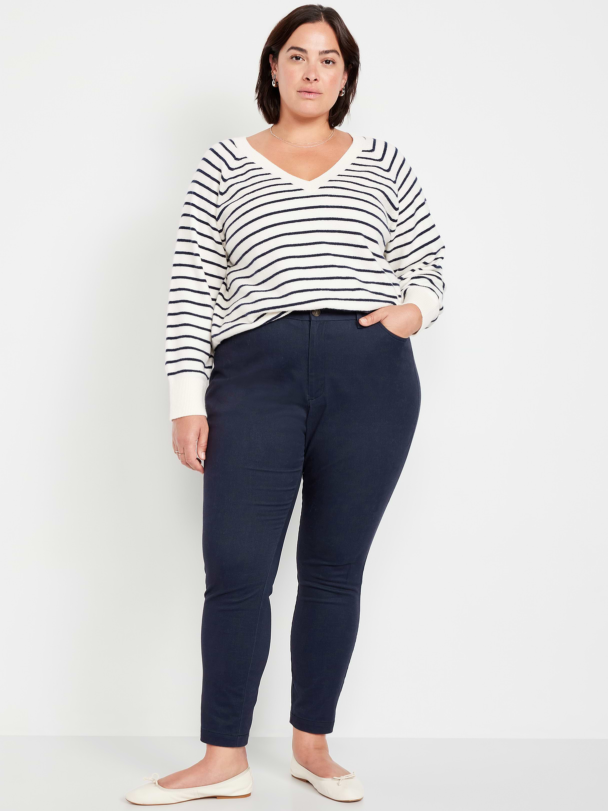 High-Waisted Uniform Skinny Pants - Navy Captain