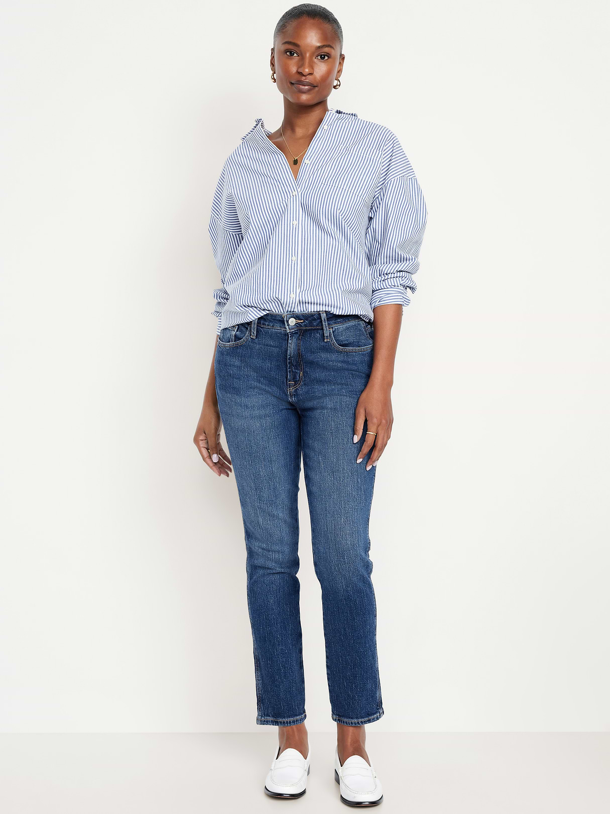 Curvy High-Waisted Vintage Slim Jeans - Dark Indigo