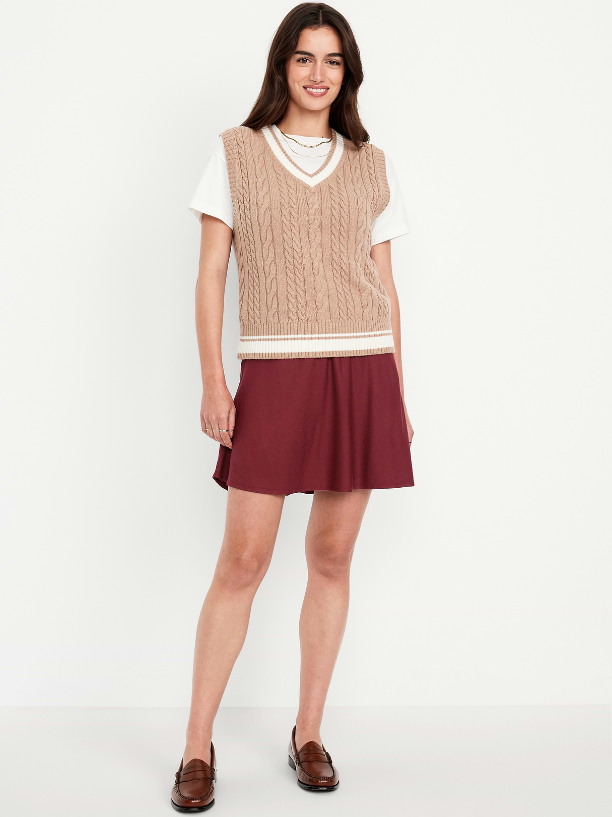 High-Waisted Crepe Mini Skirt - Clove