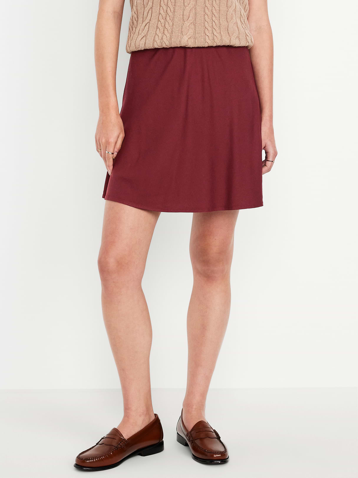 High-Waisted Crepe Mini Skirt - Clove