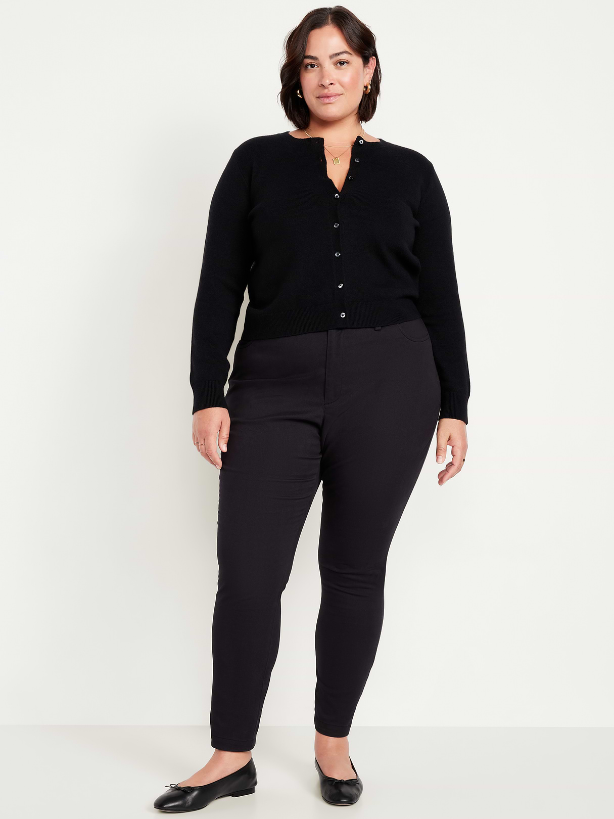 High-Waisted Uniform Skinny Pants - Black Jack