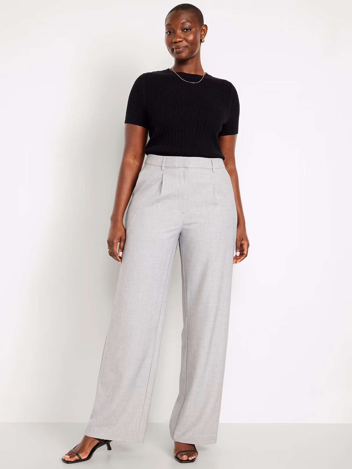 Extra High-Waisted Taylor Wide-Leg Trouser Pants - Light Gray
