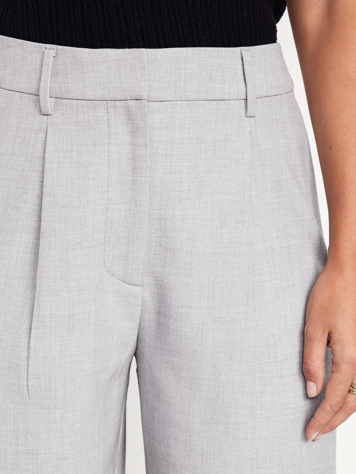 Extra High-Waisted Taylor Wide-Leg Trouser Pants - Light Gray