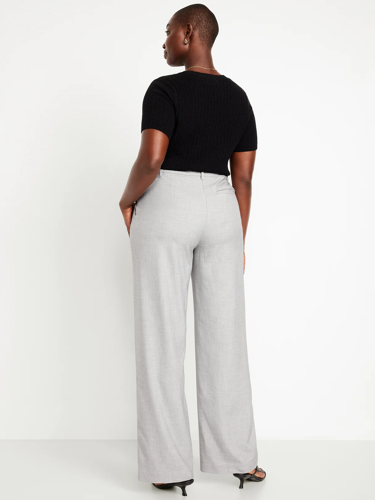 Extra High-Waisted Taylor Wide-Leg Trouser Pants - Light Gray
