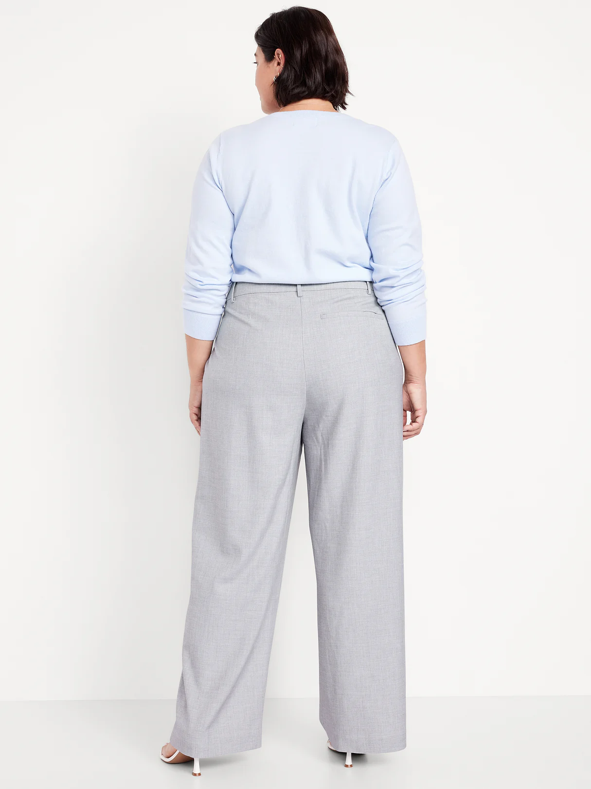 Extra High-Waisted Taylor Wide-Leg Trouser Pants - Light Gray