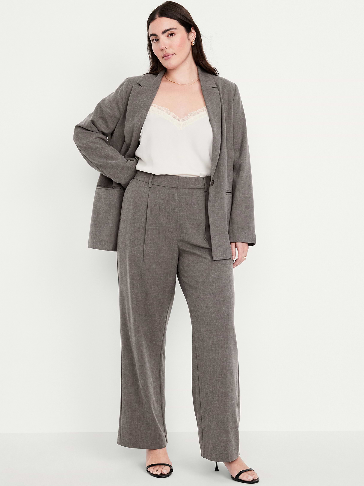 Extra High-Waisted Taylor Wide-Leg Trouser Pants - Dark Gray