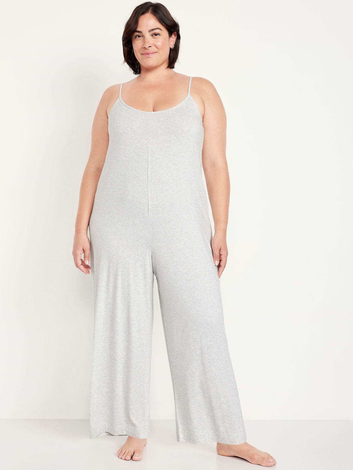 Sunday Sleep Knit Jersey Jumpsuit - Light Heather Gray
