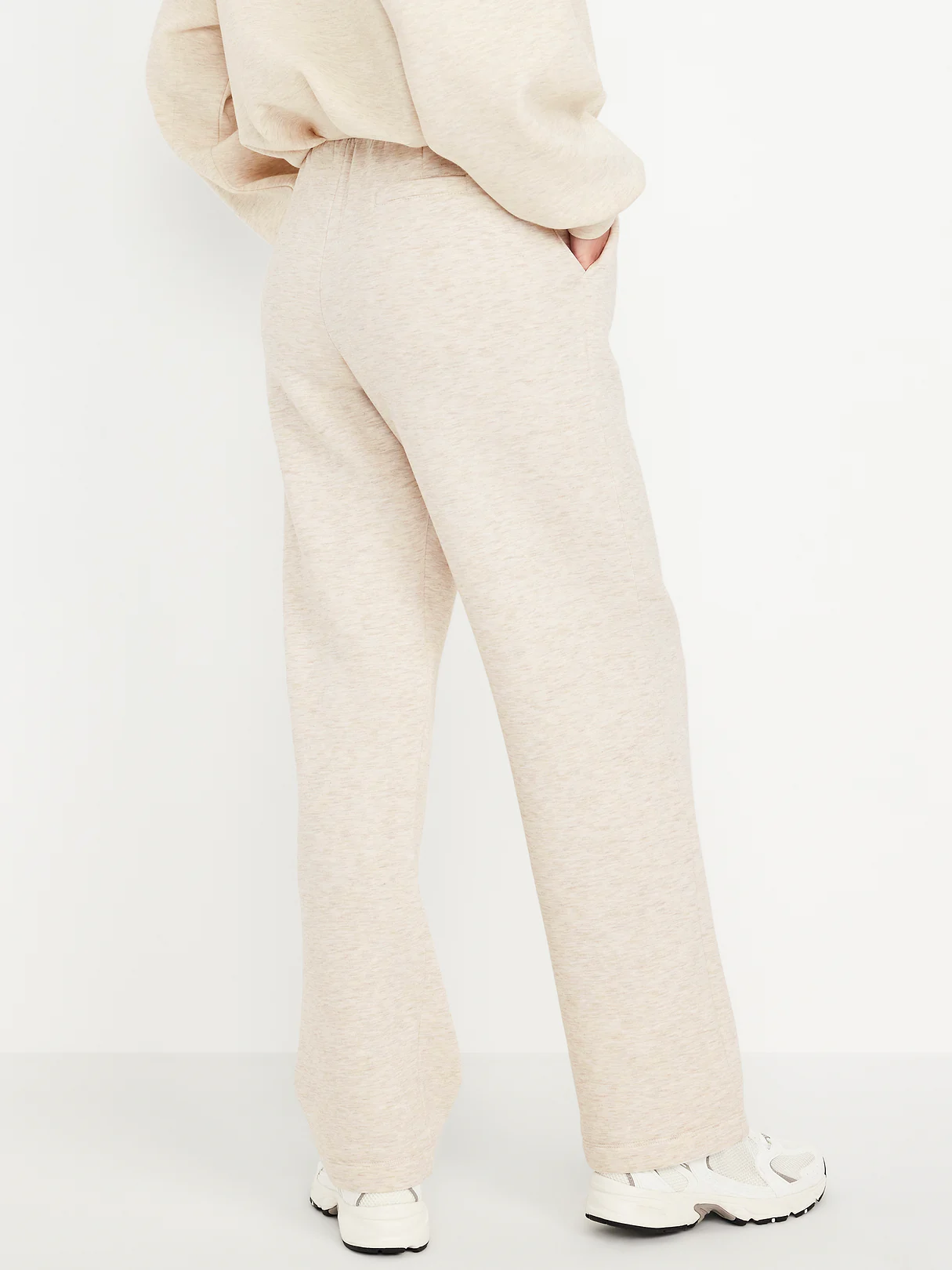 High-Waisted Bounce Fleece Trouser Sweatpants - Oatmeal Heather
